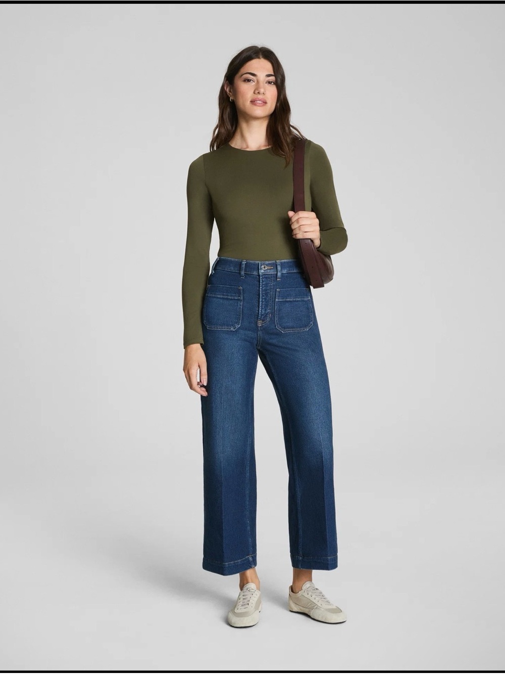 SPANX Indigo High-Rise Wide-Leg cropped Jeans